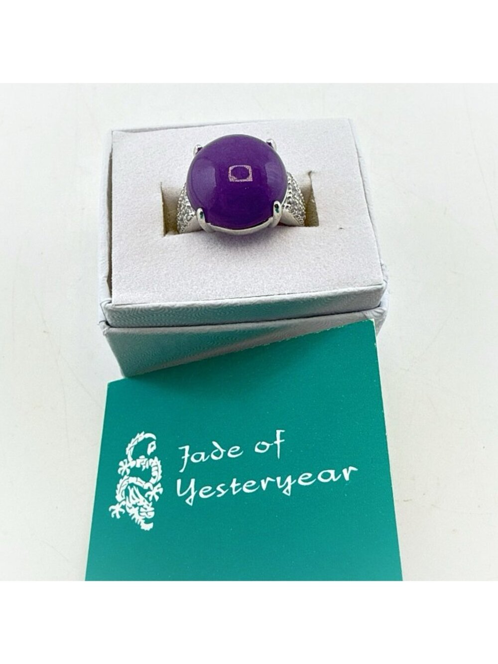 Jade of Yesteryear Ring JOY Purple Sterling Silver Sz 6 Deco CZ 925 Dome